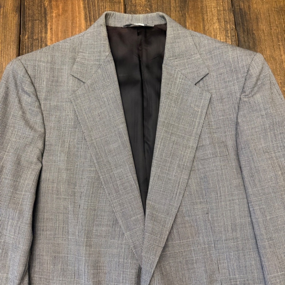 Haggar Men's Gray herringbone 100% Wool Gentleman's Fit Imperial Blazer Size‎ 44